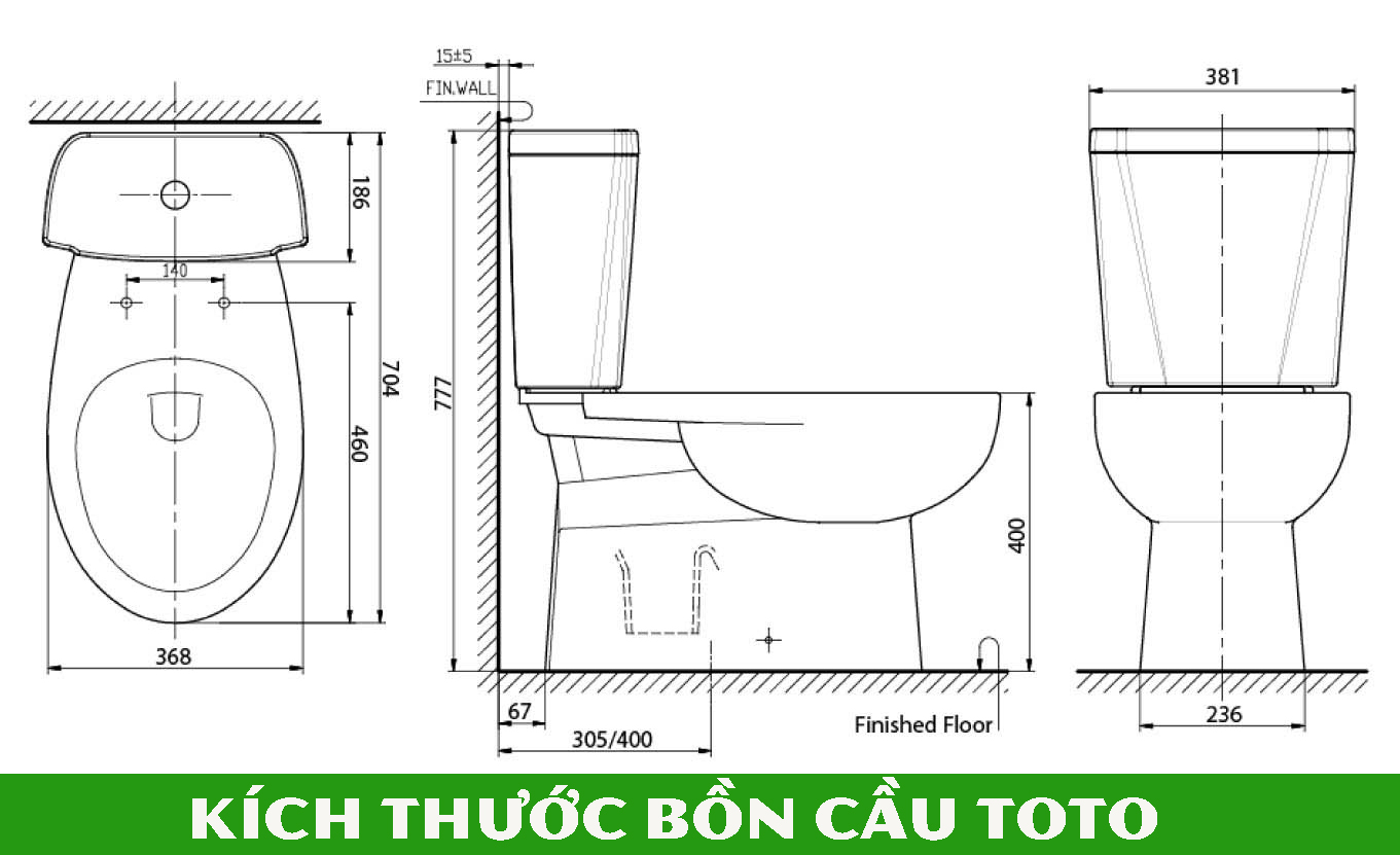 Các loại kích thước bồn cầu phổ biến nhất hiện nay 2021