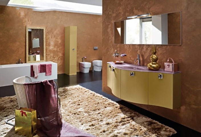 Phòng tắm đẹp với chậu rửa đặt âm bàn Toto LT765