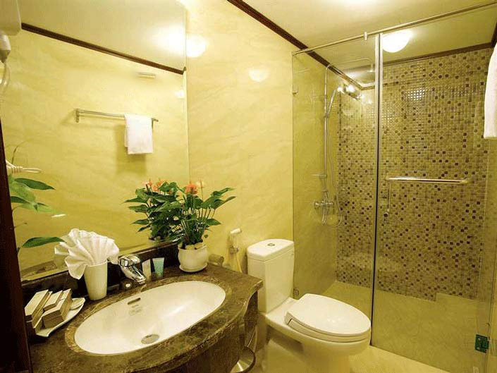 phòng tắm sang trọng với bồn cầu toto