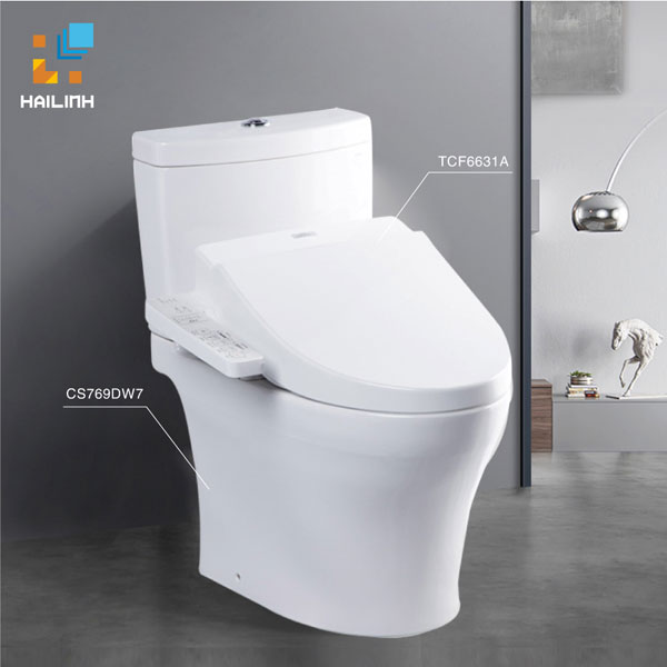 Bộ bồn cầu 2 khối TOTO CS769DW7 và nắp rửa điện tử TOTO TCF6631A