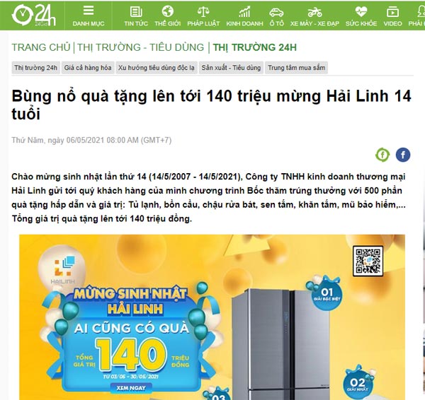 Sinh nhat Hai Linh len trang dien tu 24h