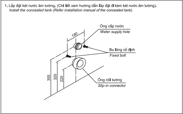 cách lắp đặt bồn cầu treo tường toto