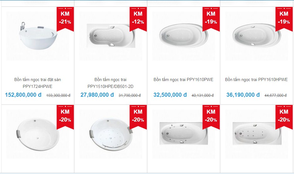 Một số mẫu bồn tắm massage toto chính hãng bán tại Hải Linh