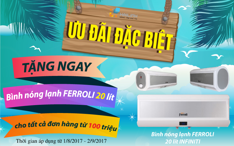 Chương trình tặng bình nóng lạnh khi mua thiết bị vệ sinh trong tháng 8